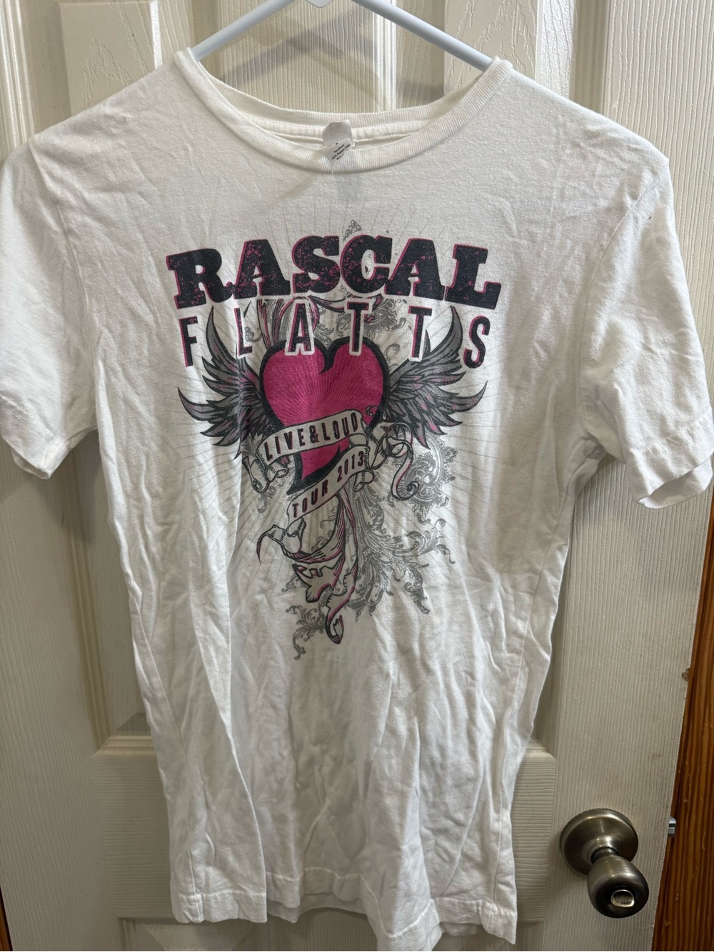 Tultex White Short Sleeve Tee with Pink Heart and Black Wings